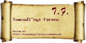 Tomcsányi Ferenc névjegykártya