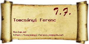 Tomcsányi Ferenc névjegykártya