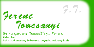 ferenc tomcsanyi business card